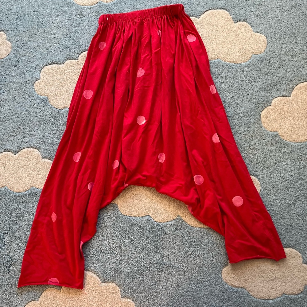 State the label perfect pants size small pink red polka dot- jersey pockets